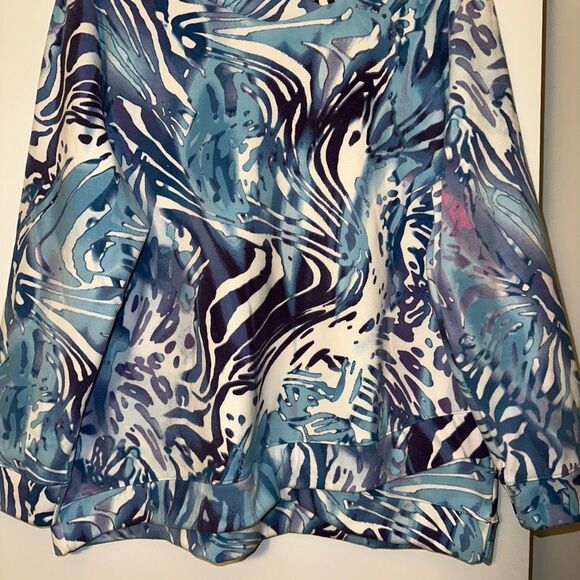 Chicos Weekends XL (3) Baby Fleece Tulip Hem LS Shirt White Blue Purple NWT - Picture 2 of 10